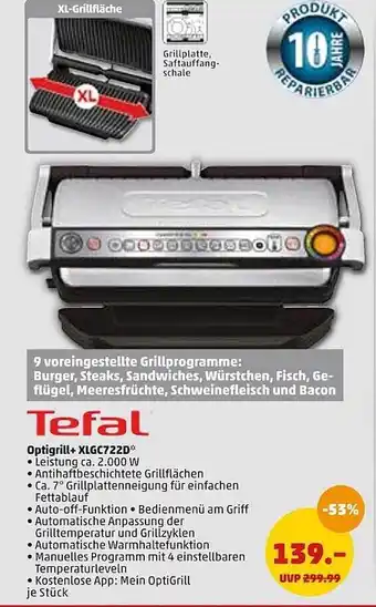 PENNY Tefal Optigrill XLGC755D Angebot