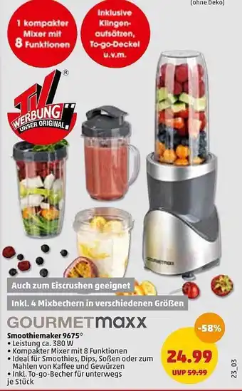 PENNY Gourmetmaxx Smoothiemaker 9675 Angebot