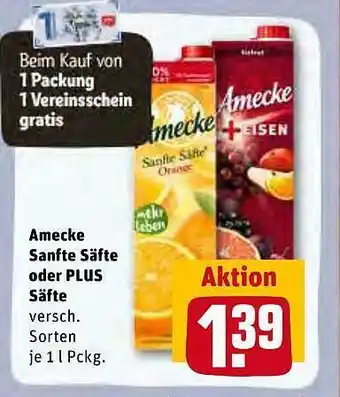 REWE Kaufpark Amecke Sanfte Säfte Oder Plus Säfte Angebot