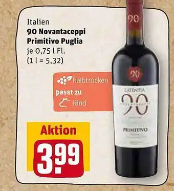 REWE Kaufpark Italien 90 Novantaceppi Primitivo Puglia Angebot