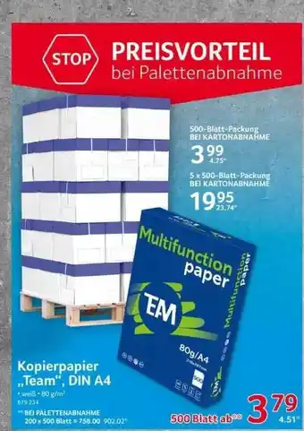 Selgros Kopierpapier „team“ Din A4 Angebot