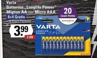 Edeka Varta Batterien „longlife Power“ Mignon Aa Oder Micro Aaa Angebot