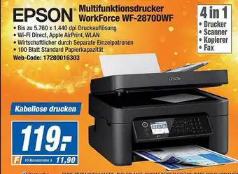 Expert Epson Multifunktionsdrucker Workforce Wf-2870dwf Angebot