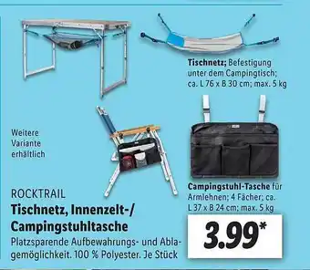 Lidl Rocktrail Tischnetz, Innenzelt- Oder Campingstuhltasche Angebot