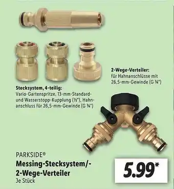 Lidl Parkside Messing-stecksystem -2-wege-verteiler Angebot