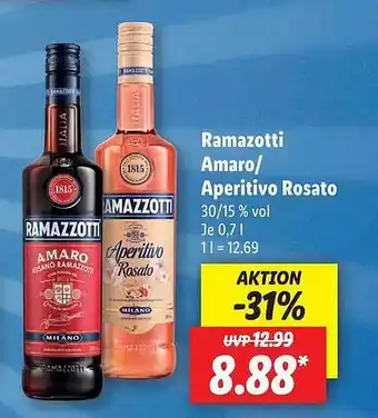 Lidl Ramazzotti Amaro Oder Aperitivo Rosato Angebot