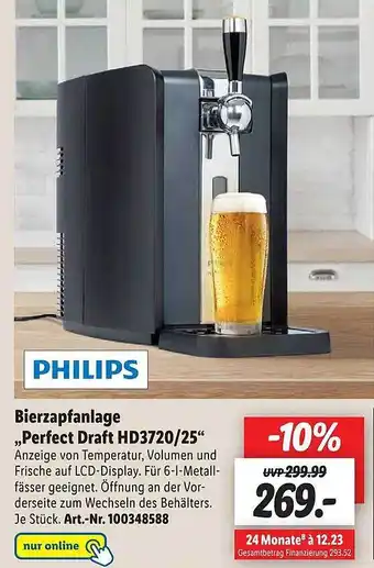 Lidl Philips Bierzapfanlage „perfect Draft Hd3720-25“ Angebot