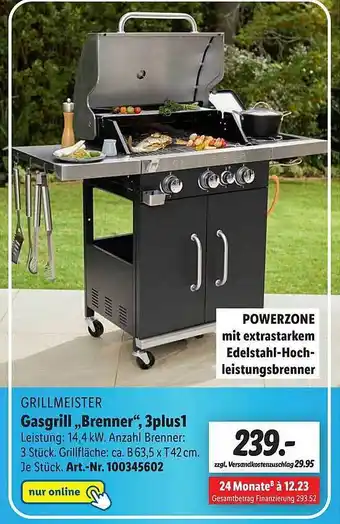 Lidl Grillmeister Gasgrill „brenner“, 3plus1 Angebot