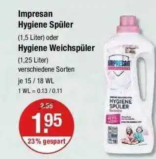 V Markt Impresan Hygiene Spüler Oder Hygiene Weichspüler Angebot