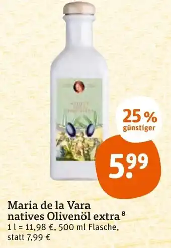 tegut Maria de la Vara natives Olivenöl extra 500 ml Flasche Angebot