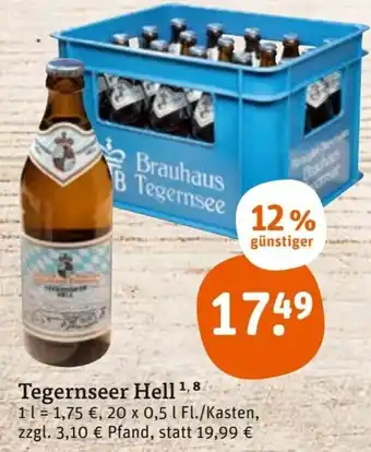 tegut Tegernseer Hell 20x0,5 L Angebot