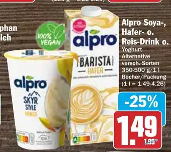 Hit Alpro Soya-, Hafer- o. Reis-Drink o. 350-500g/1L Angebot