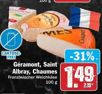 Hit Geramont, Saint Albray, Chaumes Kase 100g Angebot