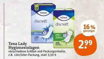 tegut Tena Lady Hygieneeinlagen Angebot