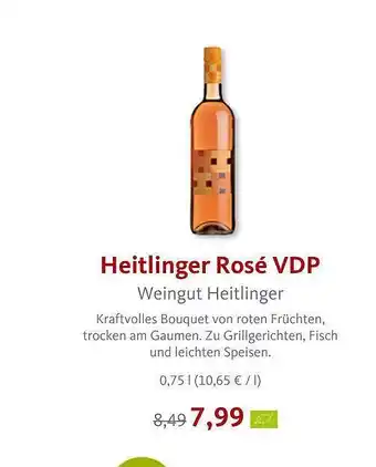 VollCorner Biomarkt Heitlinger Rosé Vdp Weingut Heitlinger Angebot