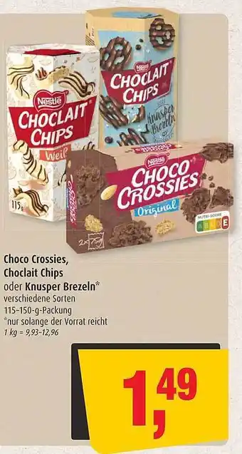 Markant Choco Crossies, Choclait Chips Oder Knusper Brezeln Angebot