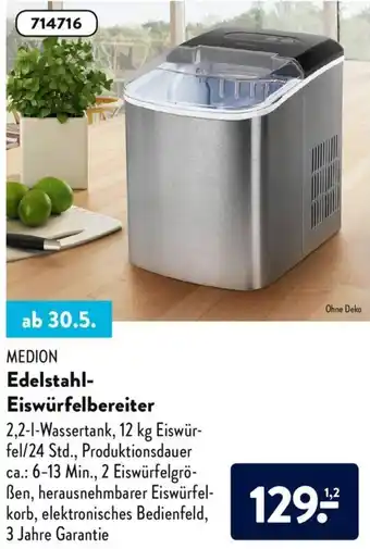 Aldi Süd Medion Edelstahl Eiswürfelbereiter Angebot