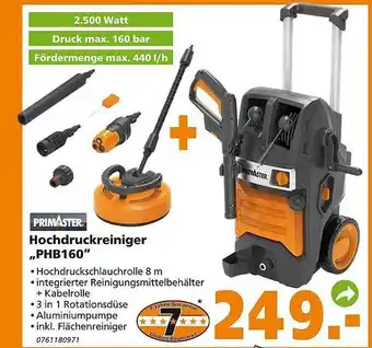 Globus Baumarkt Hochdruckreiniger „phb160” Primaster Angebot