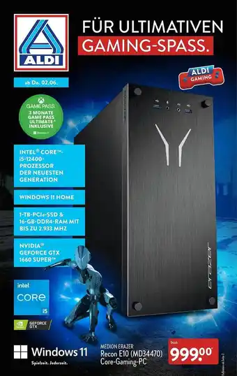 Aldi Nord Medion Erazer Recon E10 (md34470) Core-gaming-pc Angebot