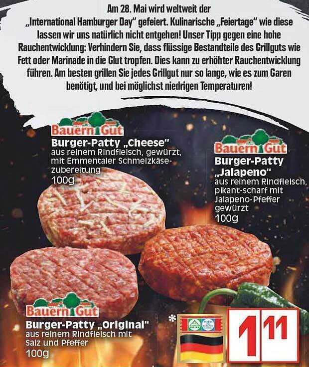 Bauern Gut Burgerpatty Cheese, Jalapeno Oder Original Angebot bei Edeka