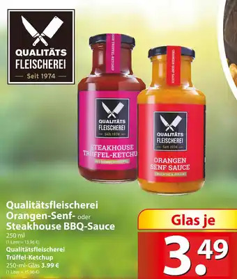 Famila Nord Ost Qualitätsfleischerei Orangen Senf oder Steakhouse BBQ Sauce 250 ml Angebot