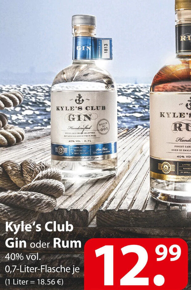 Kyle's Club Gin oder Rum 0,7 Liter Flasche Angebot bei Famila Nord Ost