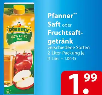 Famila Nord Ost Pfanner Saft oder Fruchtsaftgetränk 2 Liter Packung Angebot