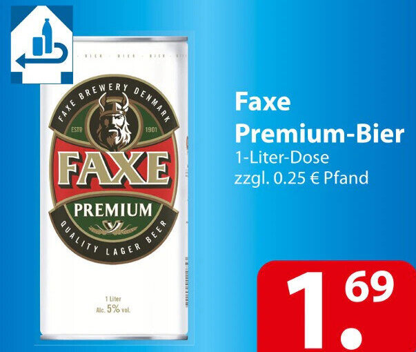 Faxe Premium Bier 1 Liter Dose Angebot bei Famila Nord Ost