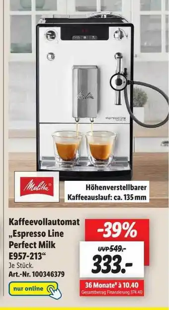 Lidl Melitta Kaffevolautomat „espresso Line Perfect Milk E957-213” Angebot