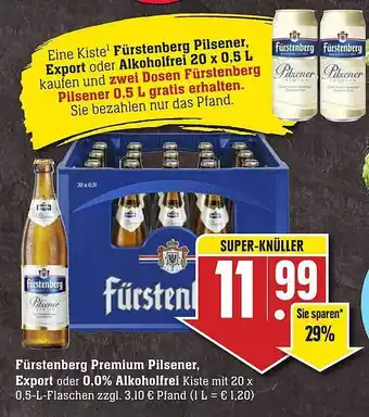 Scheck-in-Center Fürstenberg Premium Pilsener Export Oder 0,0% Alkoholfrei Angebot