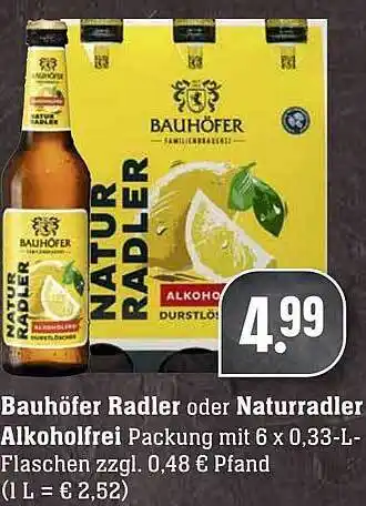 Scheck-in-Center Bauhöfer Radler Oder Naturradler Alkoholfrei Angebot