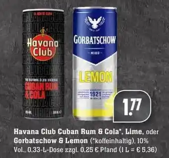 Edeka Havana Club Cuban Rum & Cola Lime Oder Gorbatschow & Lemon Angebot