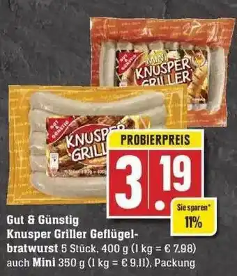 Edeka Gut & Günstig Knusper Griller Geflügel-bratwurst Auch Mini Angebot