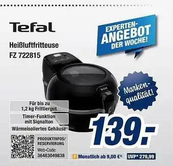 Expert Bening Tefal Heißluftfritteuse Angebot