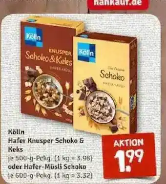 nahkauf Kölln Hafer Knusper Schoko & Keks Oder Hafer Müsli Schoko Angebot