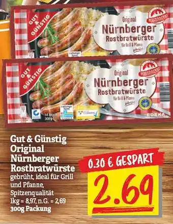 NP Discount Gut & Günstig Original Nürnberger Rostbratwürste Angebot