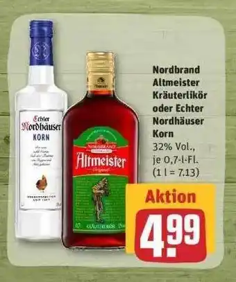 REWE Nordbrand Altmeister Kräuterlikör Oder Echter Nordhäuser Korn Angebot
