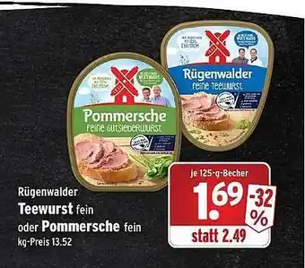 Wasgau Rügenwalder Teewurst Fein Oder Pommersche Fein Angebot