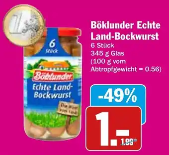 Hit Boklunder Echte Land-Bockwurst 345g Angebot