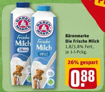 REWE Bärenmarke die frische milch Angebot