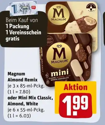 REWE Magnum almond remix oder mini mix classic, almond, white Angebot