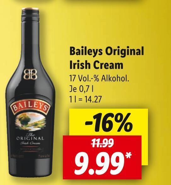Baileys original original irish cream Angebot bei Lidl