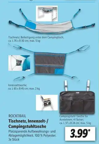 Lidl Rocktrail tischnetz, innenzelt-/ campingstuhltasche Angebot