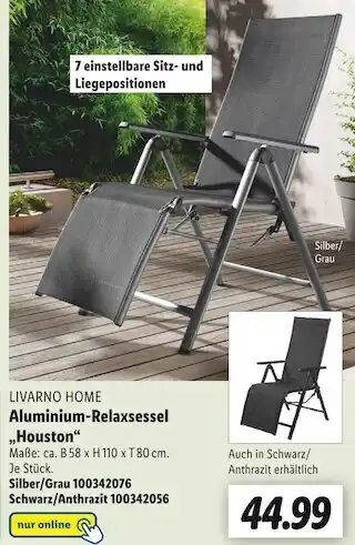 Lidl Livarno home aluminium-relaxsessel „houston“ Angebot