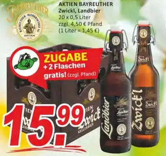 Getränke Fleischmann Aktien Bayreuther Zwickl, Landbier 20x0,5 Liter Angebot