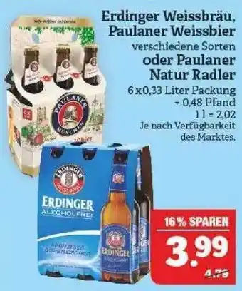 Marktkauf Erdinger Weissbräu, Paulaner Weissbier Oder Paulaner Natur Radler Angebot