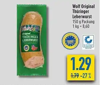 diska Wolf Original Thüringer Leberwurst Angebot