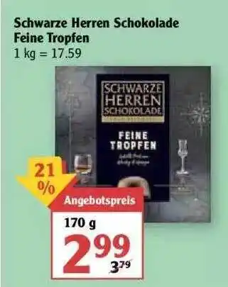 Globus Schwarze Herren Schokolade Feine Tropfen Angebot