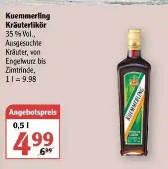 Globus Kuemmerling Kräuterlikör Angebot