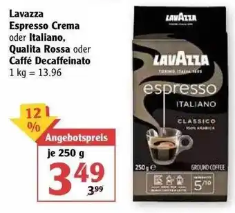 Globus Lavazza Espresso Crema Oder Italiano, Qualita Rossa Oder Caffe Decaffeinato Angebot